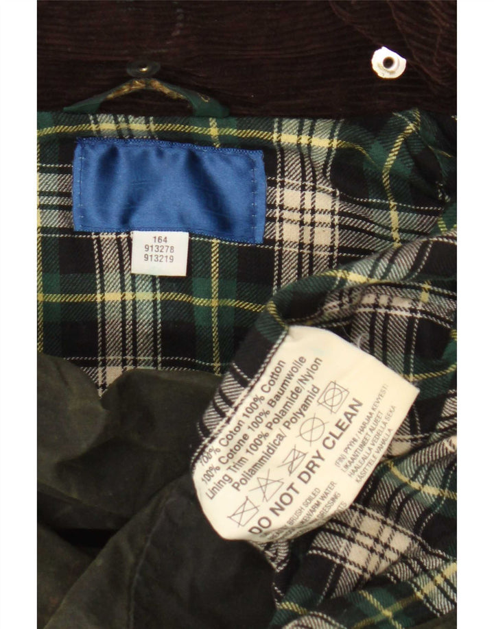 Vintage hombres encerado chaqueta de algodón Reino Unido 36 pequeño cheque verde