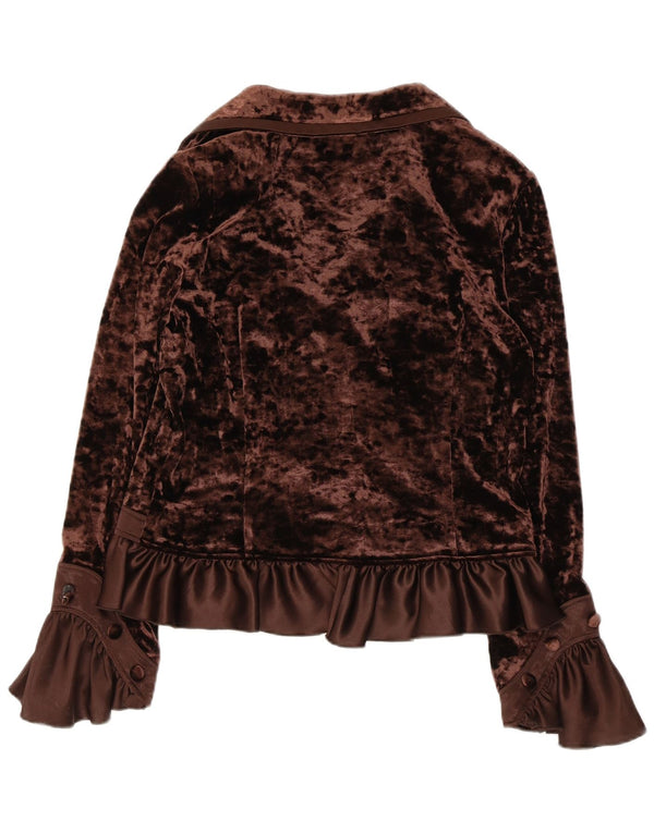 JOSEPH RIBKOFF Blusa camisera de terciopelo para mujer UK 46 Grande Poliéster marrón