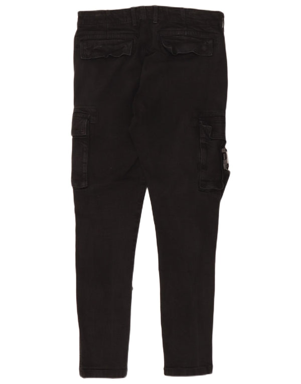 Zara Mens Skinny Cargo Pantalones EU 40 Medium W31 L29 Algodón Negro