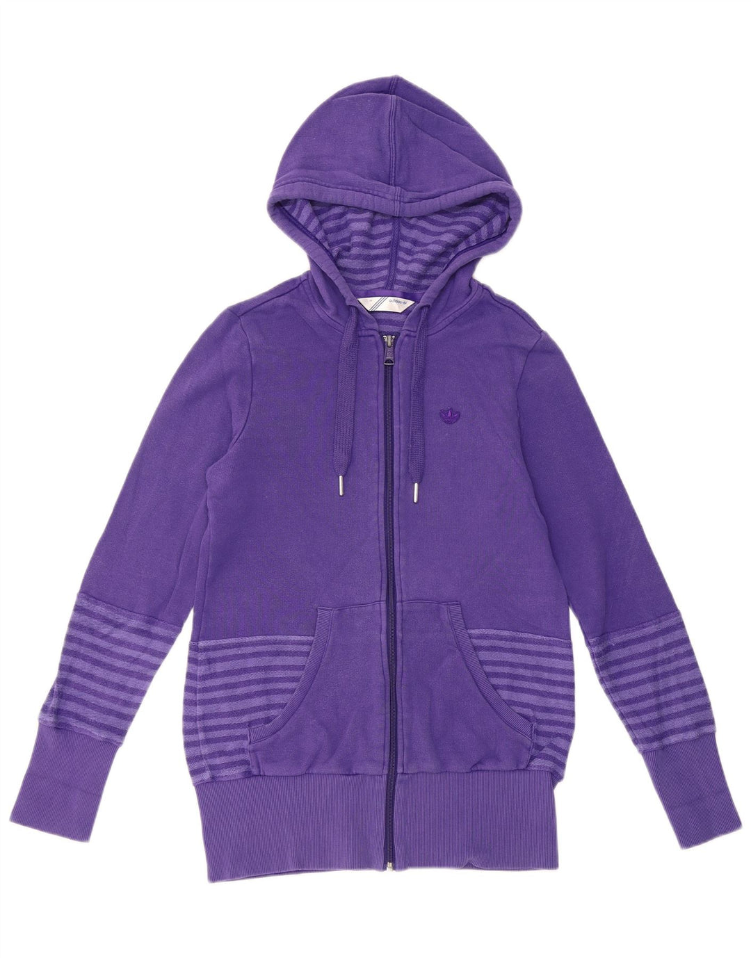 ADIDAS Suéter con capucha y cremallera para mujer EU 38 Algodón a rayas morado mediano