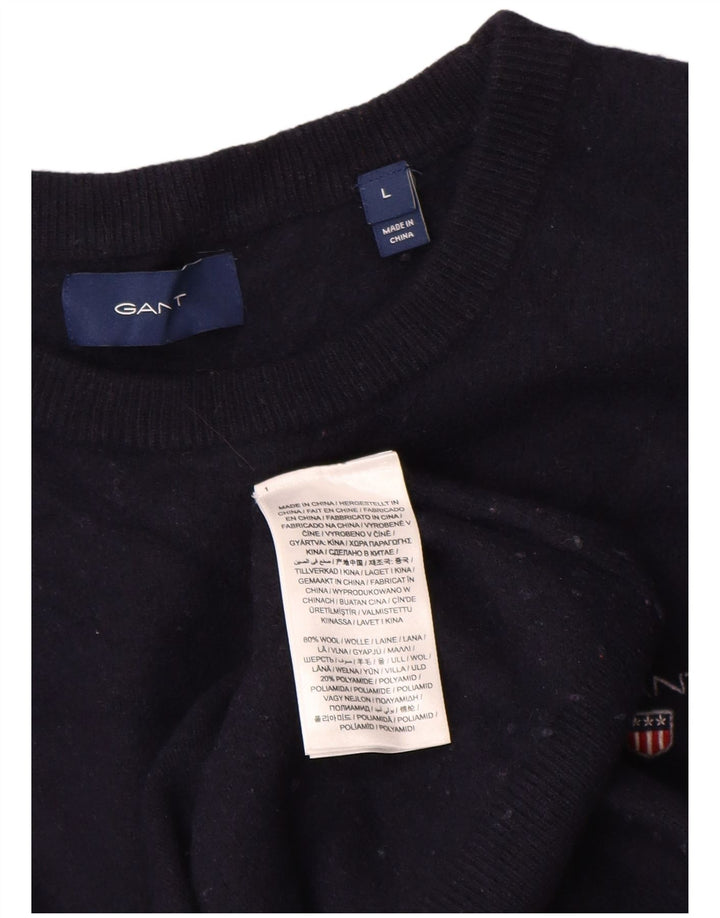 Gant - Jersey de cuello redondo para mujer, talla 40, talla grande, lana azul marino