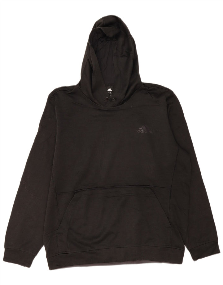 Adidas Climawarm Sudadera con capucha para hombre, tamaño grande, poliéster negro