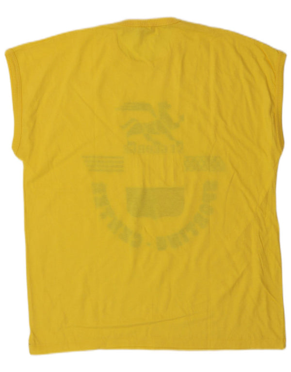 Vintage hombres camiseta gráfica top grande algodón amarillo