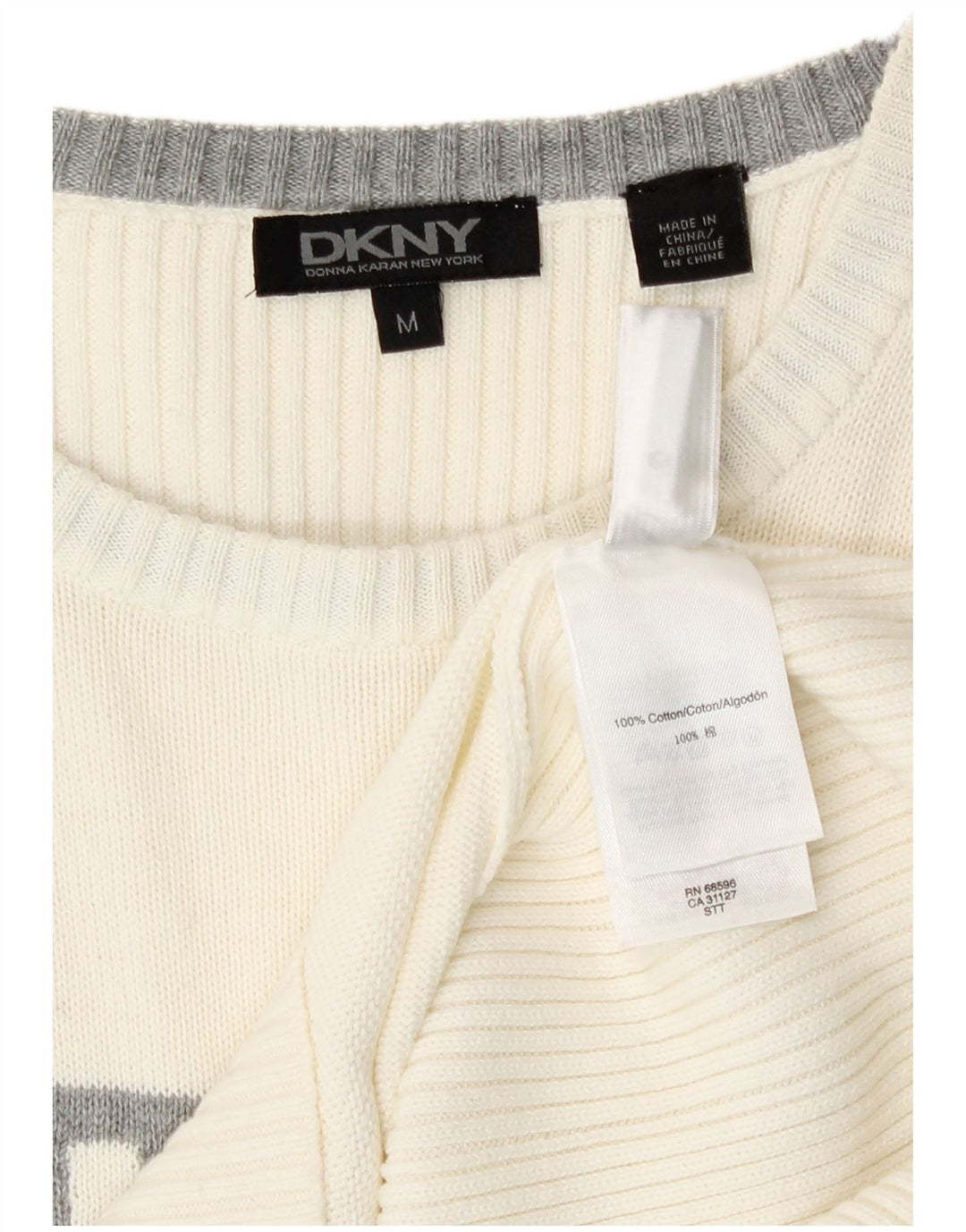 Dkny Jersey Con Cuello Barco Y Estampado De Algodón Blanco Medio Con Bloques De Color