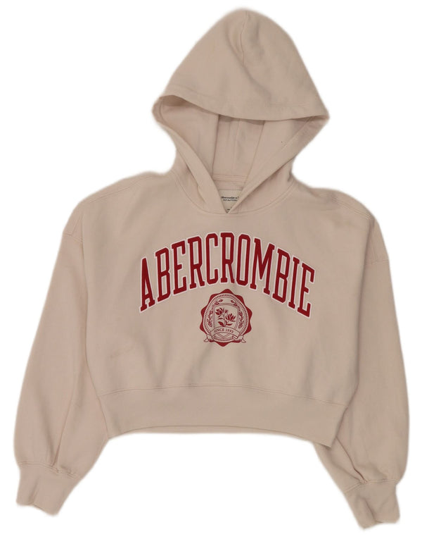 Abercrombie & Fitch Womens Oversized Crop Hoodie Jumper UK 6 XS White