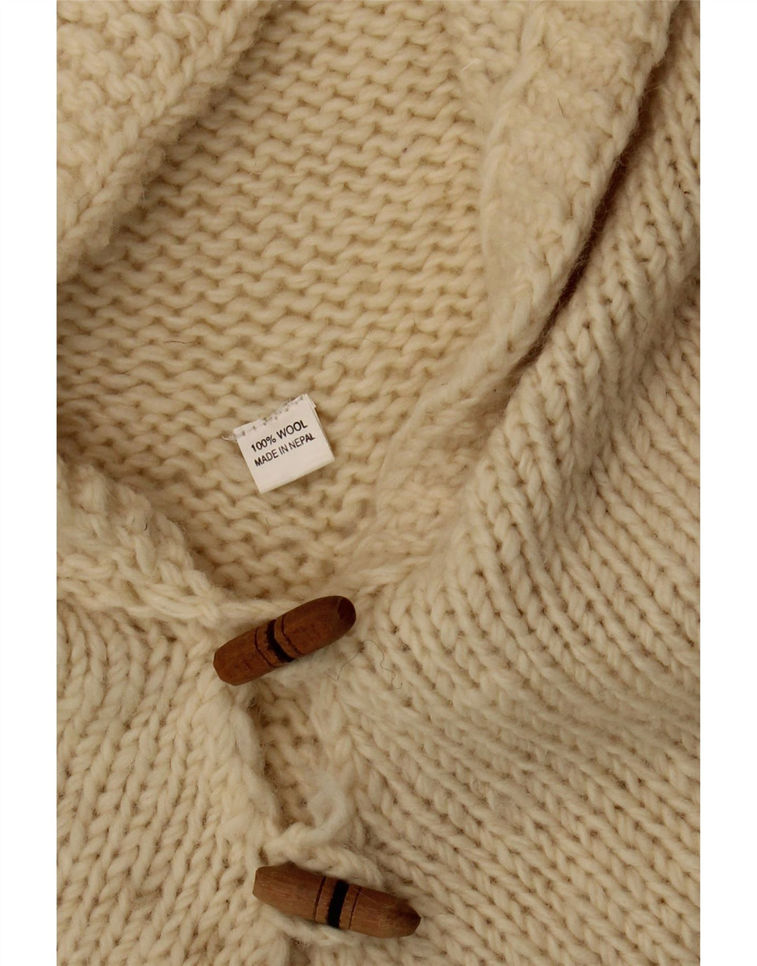 Vintage mujer con capucha Poncho Jumper un tamaño de lana blanca