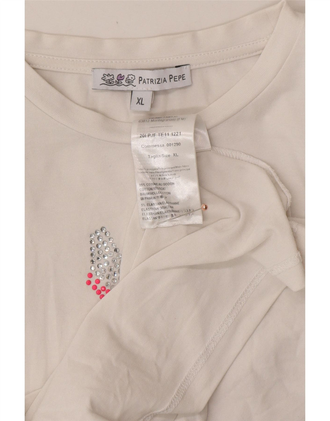 PATRIZIA PEPE Top gráfico para niña Manga larga 7-8 años XL Algodón blanco