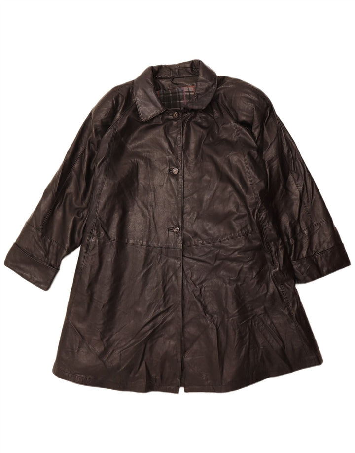 Vintage mujer abrigo de cuero de gran tamaño IT 56 cuero negro grande