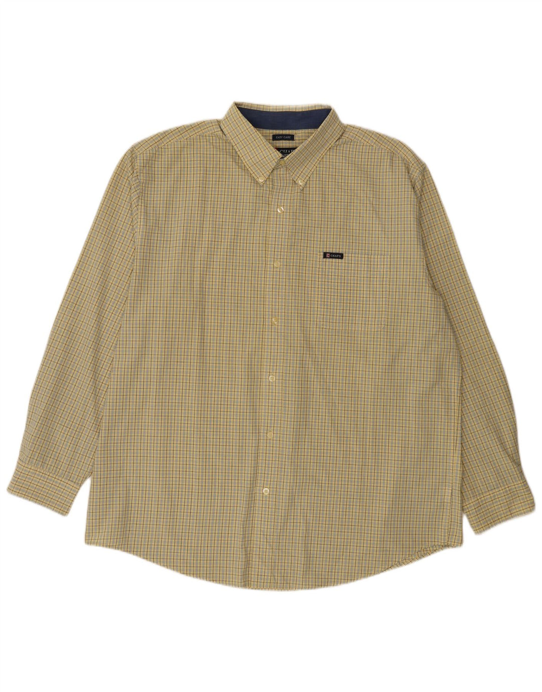 Chaps Camisa de fácil cuidado para hombre XL Algodón a cuadros amarillos