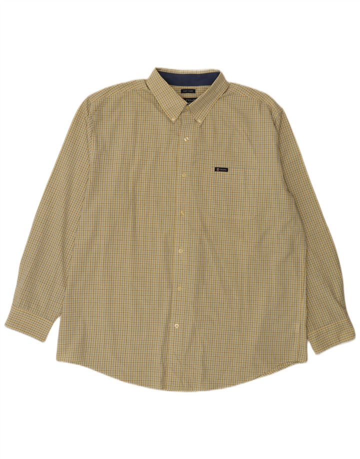Chaps Camisa de fácil cuidado para hombre XL Algodón a cuadros amarillos