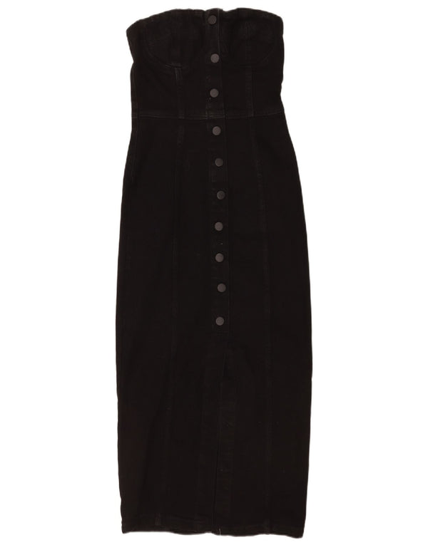 Zara Vestido vaquero sin tirantes para mujer UK 4 XS Algodón negro