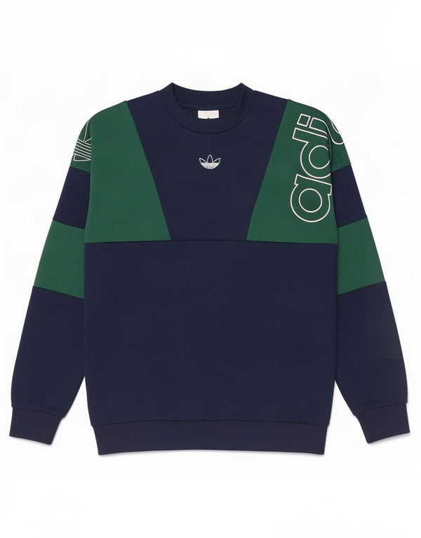 Adidas Hombre Sudadera Estampada Jersey Pequeño Azul Marino Colorblock Poliéster