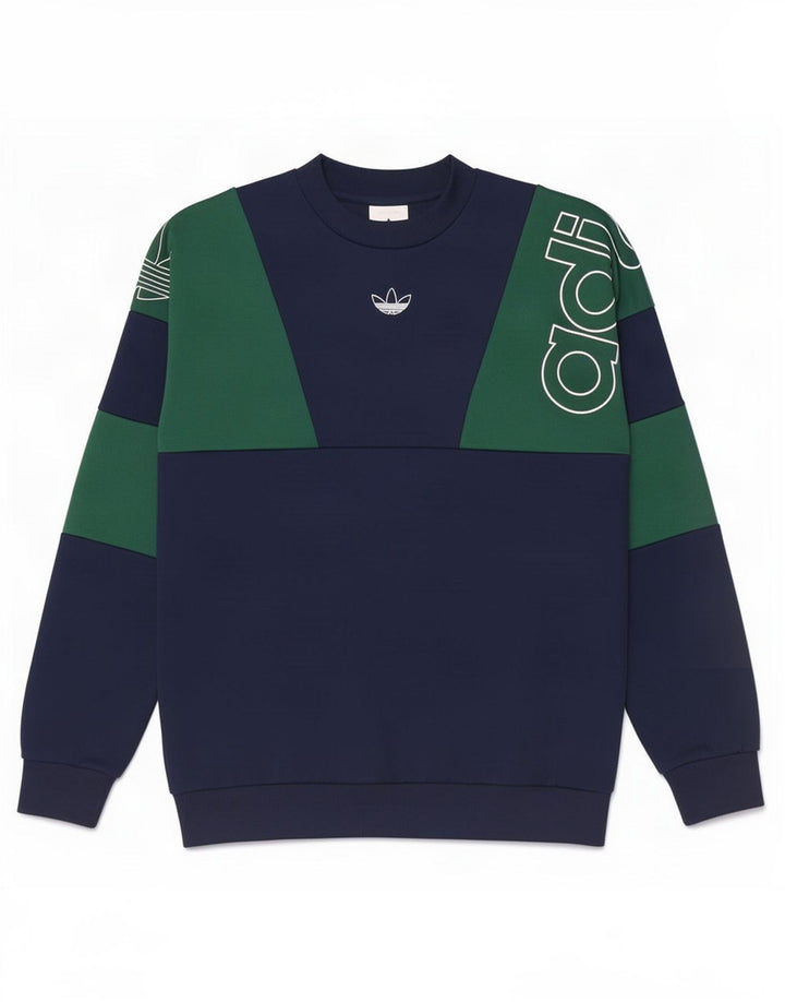 Adidas Hombre Sudadera Estampada Jersey Pequeño Azul Marino Colorblock Poliéster