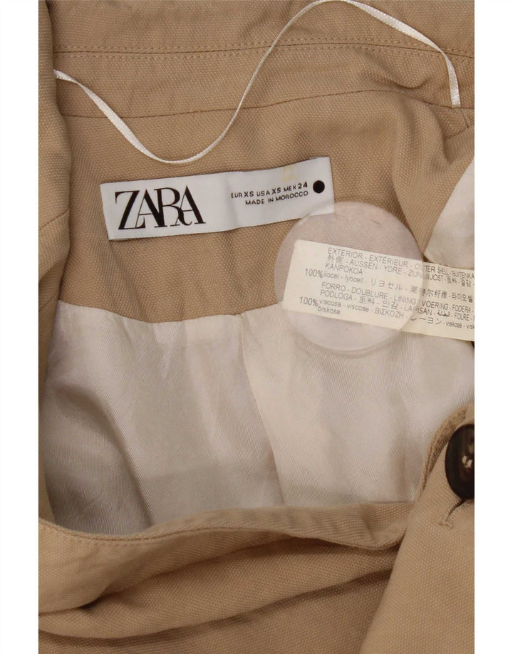 Zara Mujer Chaqueta Blazer De 1 Botón UK 6 XS Beige Lyocell