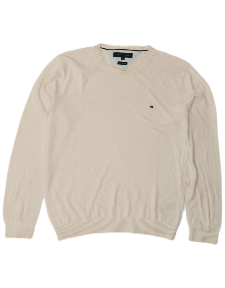 Tommy Hilfiger Jersey con Cuello Redondo para Hombre de algodón Blanco Mediano