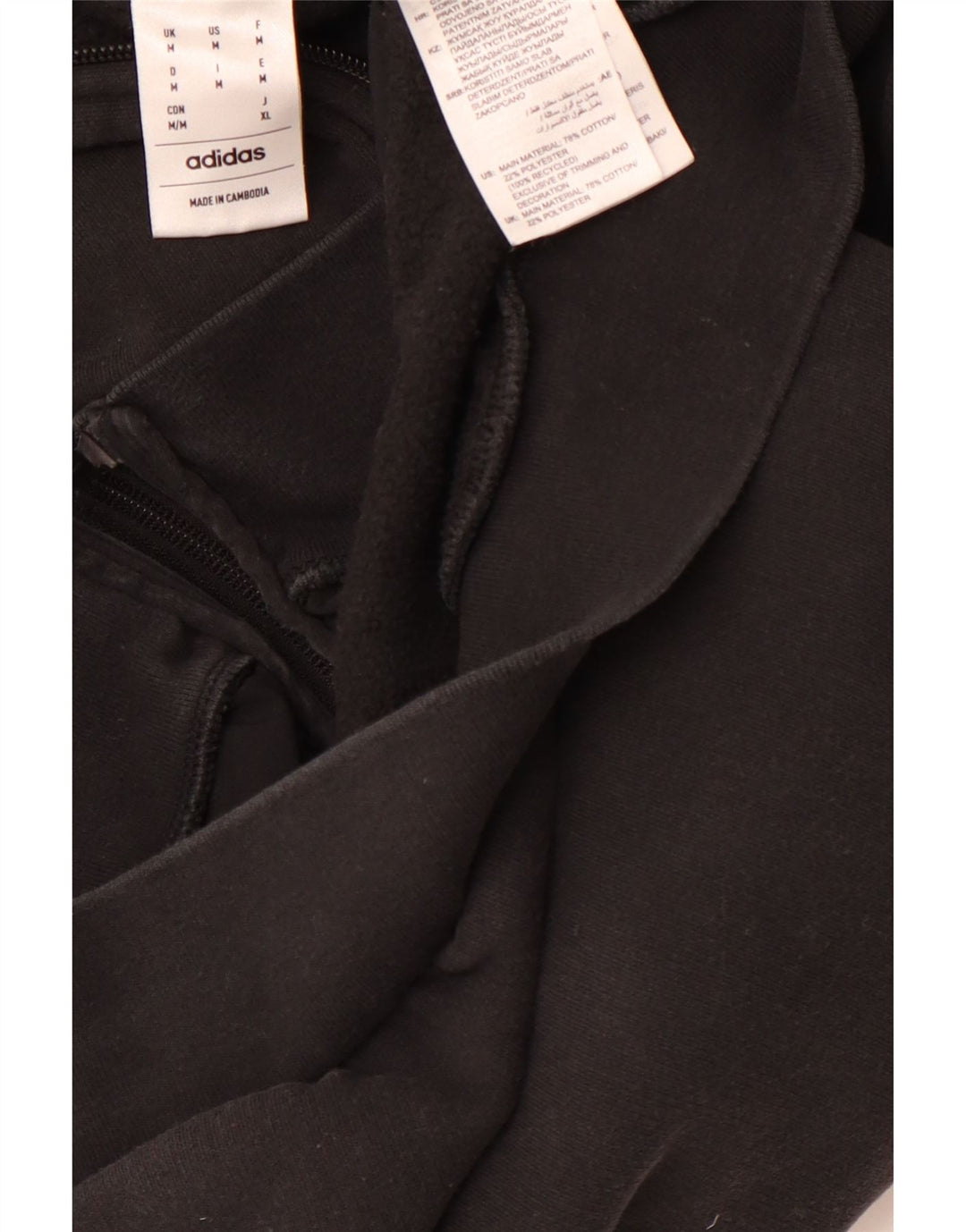 ADIDAS Suéter con capucha y cremallera para hombre Algodón negro mediano