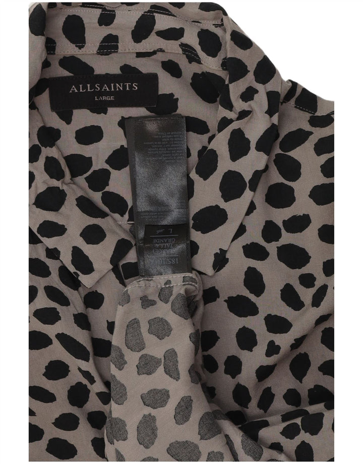 Camisa All Saints Hombre Grande Gris Animal Print Viscosa