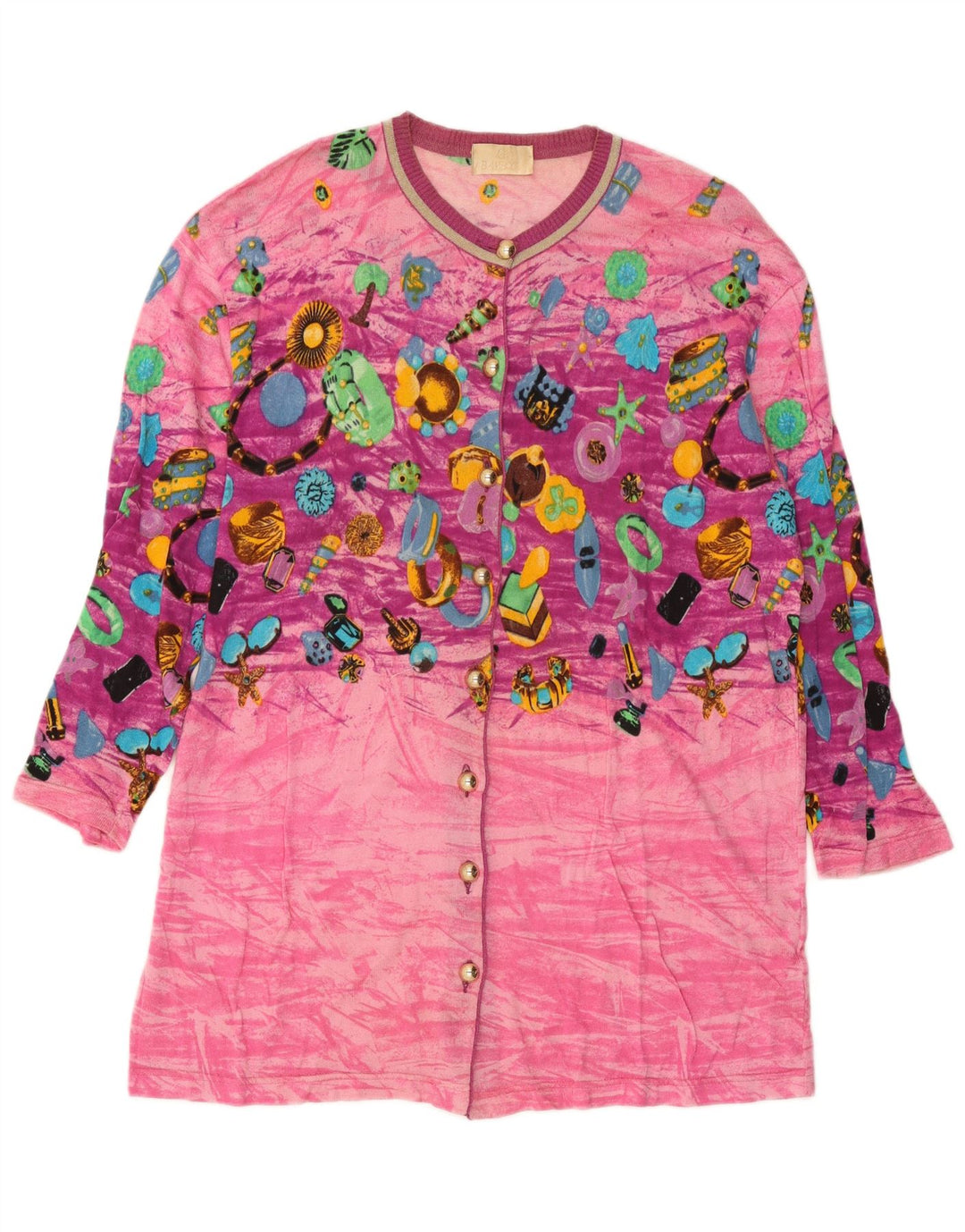 Le Bambole Suéter tipo cárdigan largo con estampado abstracto para mujer IT 48 XL Rosa