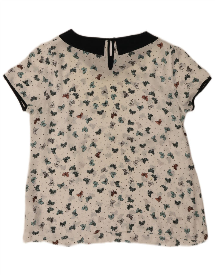 MARKS & SPENCER Womens Blouse Top UK 14 Large White Spotted Butterfly