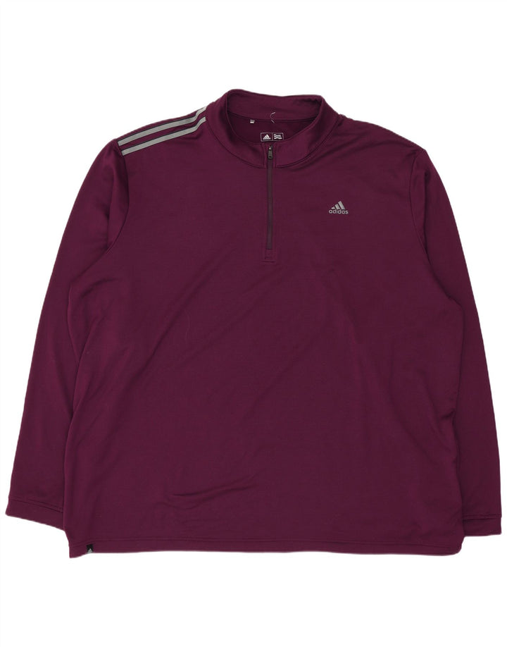 Adidas Mens Zip Neck Jersey Chándal Top 2XL Poliéster Púrpura