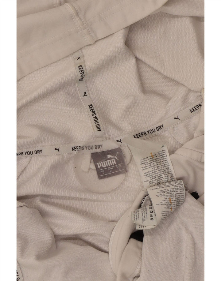 PUMA Suéter con capucha y cremallera gráfica para mujer UK 10 Small White Colourblock