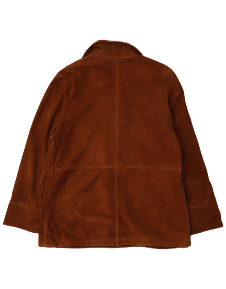 Vintage mujer ante chaqueta Reino Unido 18 XL cuero marrón