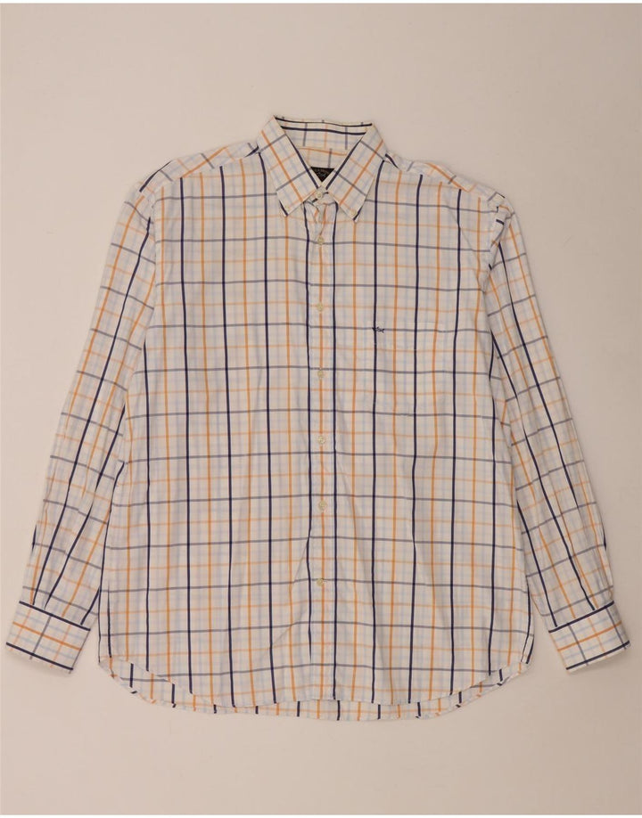 Camisa para hombre Paul & Shark Talla 44 XL Algodón a cuadros blanco