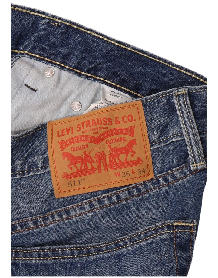 Levi's Hombre 511 Slim Jeans W36 L34 Algodón Azul