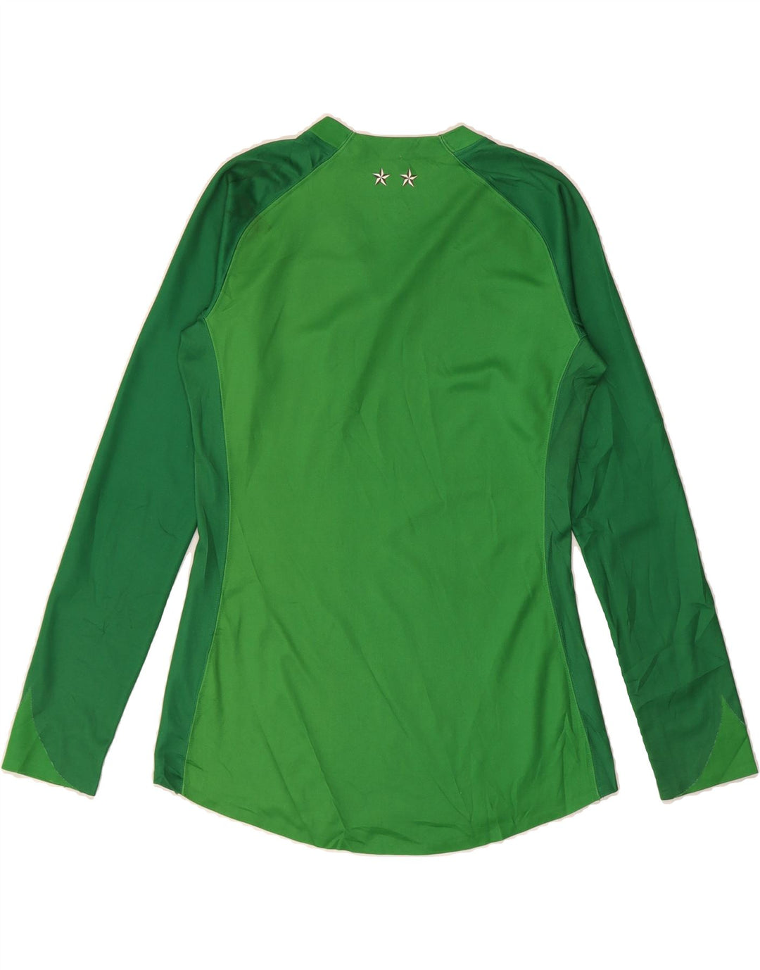 NIKE Womens Graphic Top Long Sleeve UK 14 Medium Green Colourblock Vintage Nike and Second-Hand Nike from Messina Hembry 