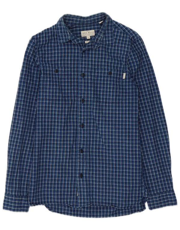 Jack Wills Camisa de franela de corte clásico para hombre XS Algodón a cuadros azul marino