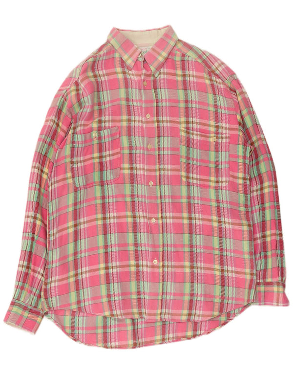 Benetton Camisa De Franela De Algodón A Cuadros Rosa Grande Hombre