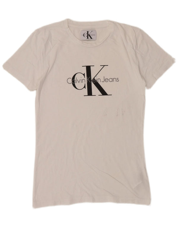 CALVIN KLEIN JEANS Camiseta gráfica para hombre Top Small White Cotton