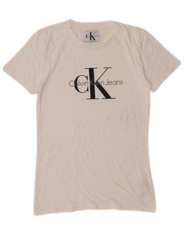 CALVIN KLEIN JEANS Camiseta gráfica para hombre Top Small White Cotton