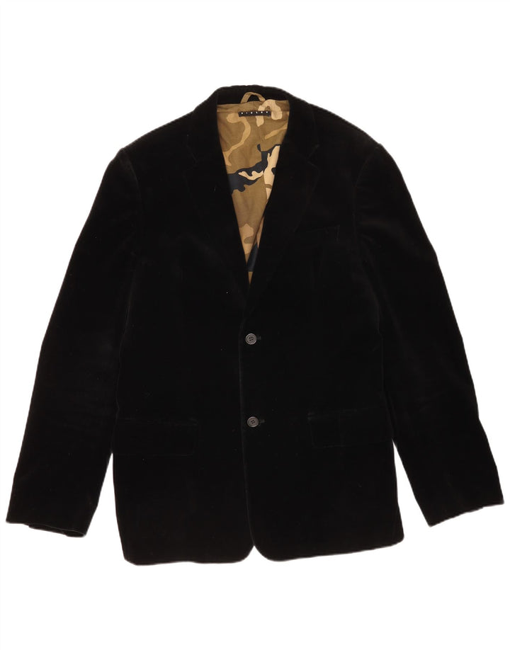 Sisley Chaqueta tipo blazer de terciopelo con 2 botones para hombre IT 50 Large Black Cotton