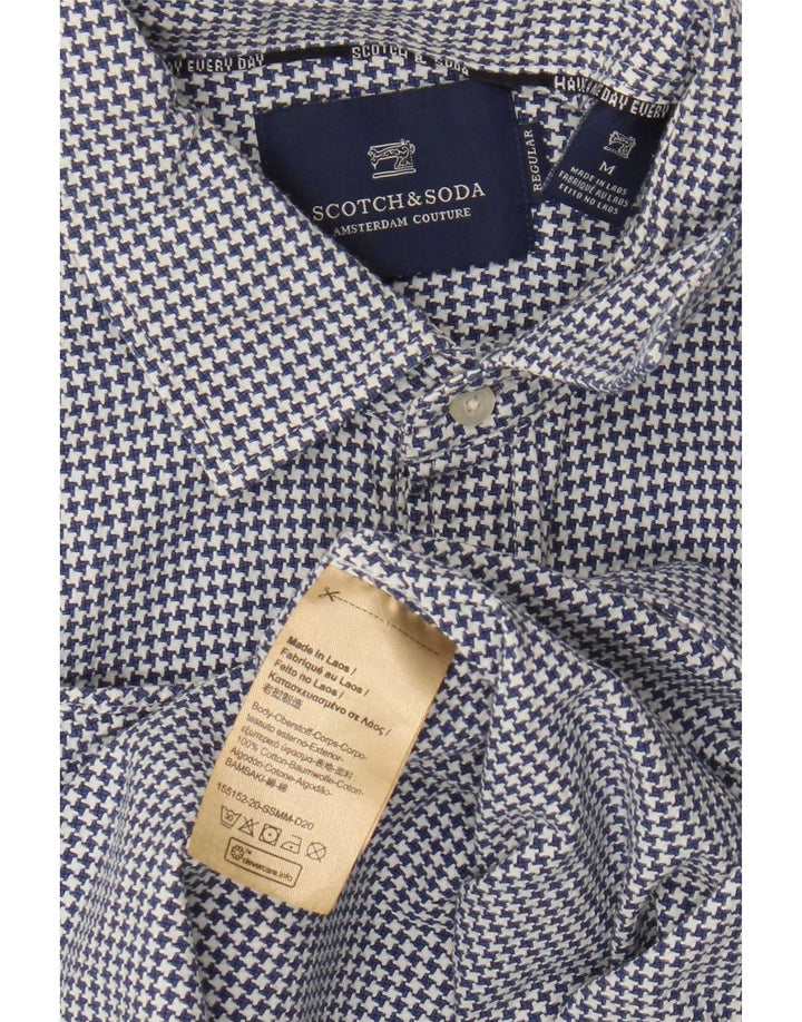 Camisa Scotch & Soda Hombre Algodón Pata De Gallo Azul Medio