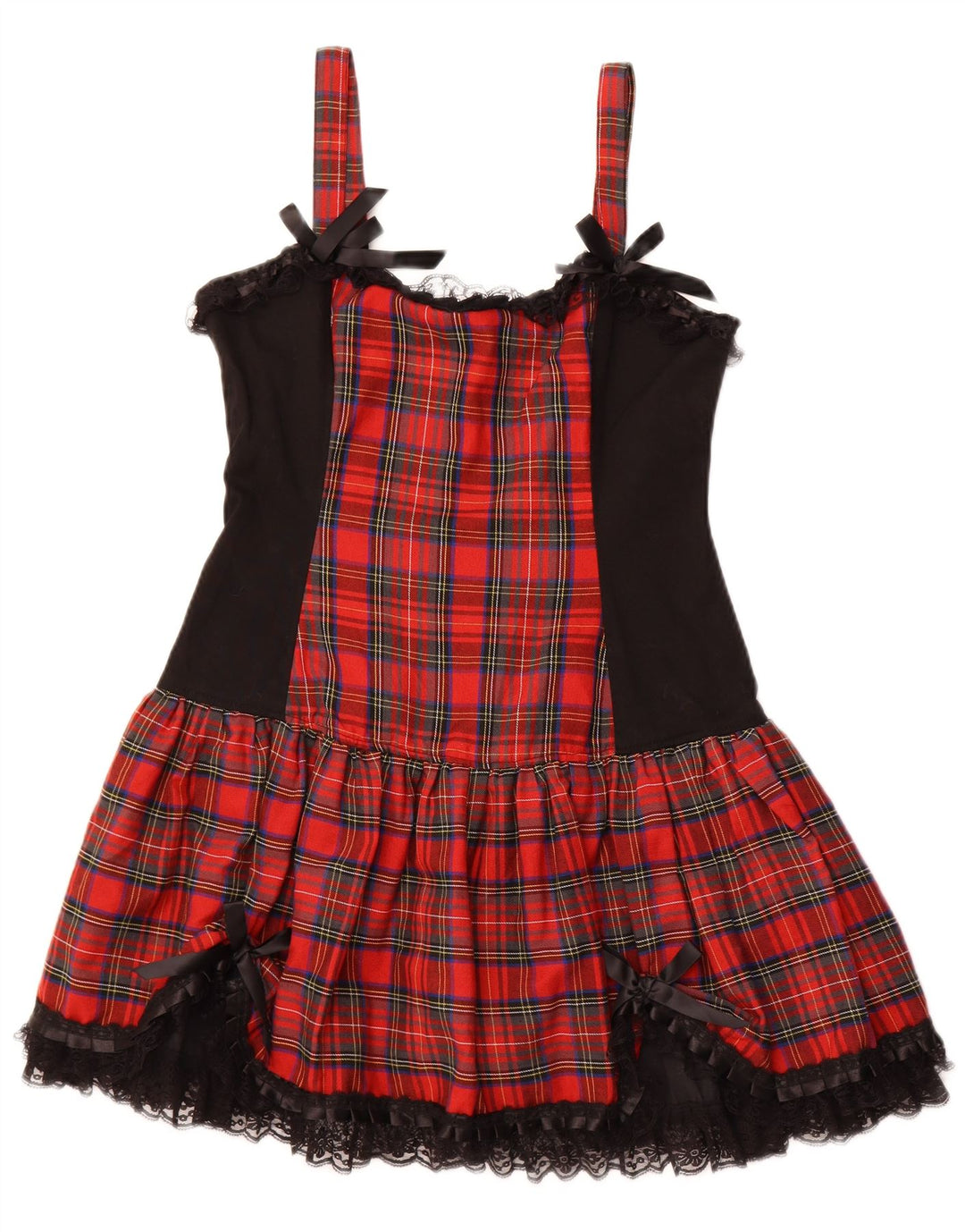 VINTAGE Vestido de línea A sin mangas para mujer Reino Unido 16 Algodón a cuadros rojos grandes