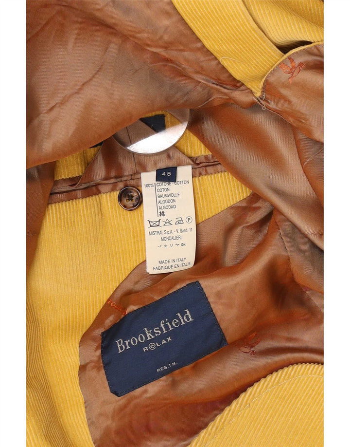 Brooksfield Chaqueta tipo blazer de pana con 3 botones para hombre IT 48 Algodón amarillo mediano