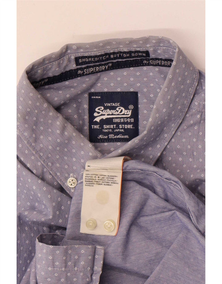 Camisa Superdry Hombre Azul Medio Algodón Geométrico