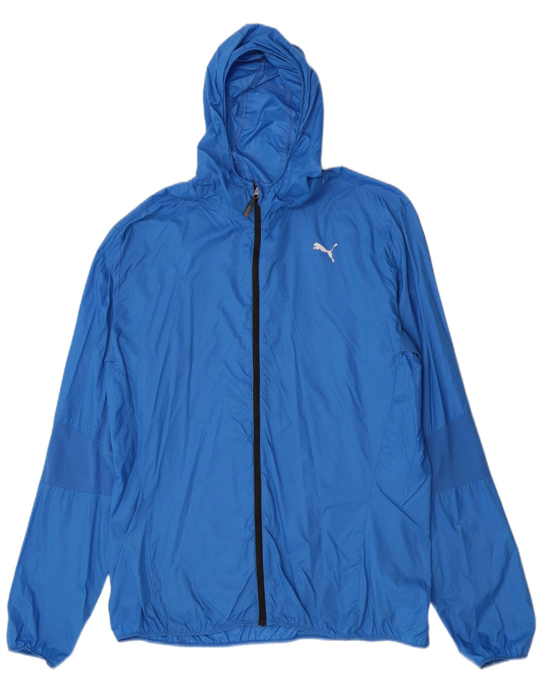 Puma Chaqueta impermeable con capucha para hombre UK 42 XL Nylon a cuadros azules
