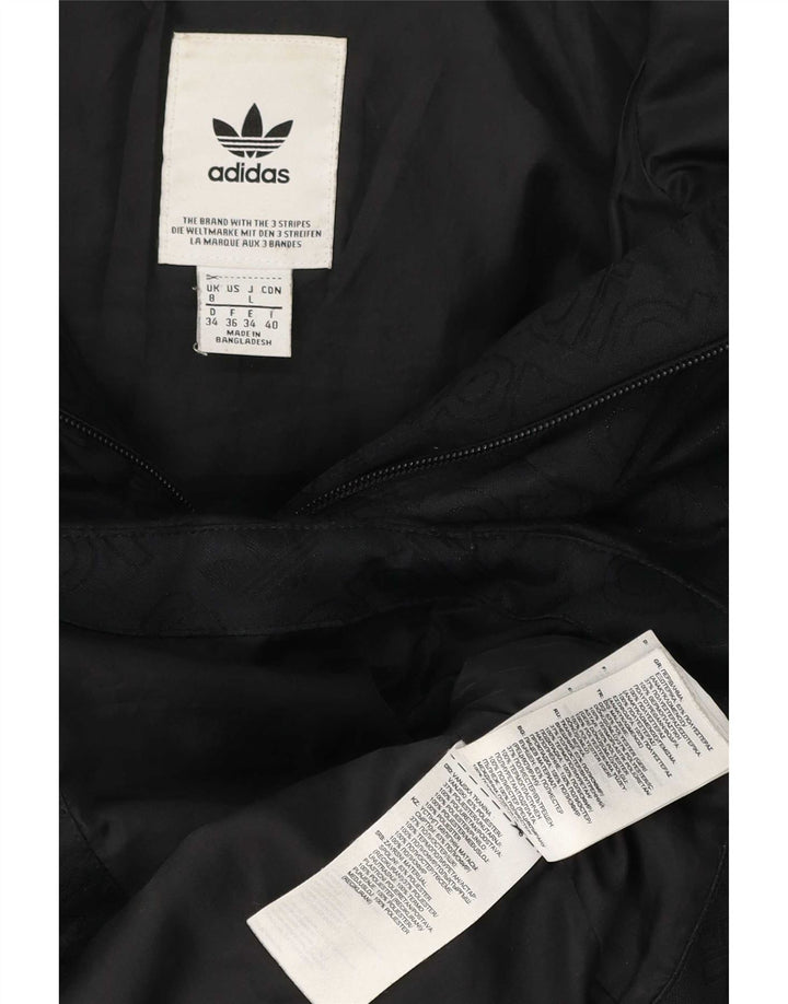 Adidas Chaqueta acolchada con capucha gráfica para mujer UK 8 Small Poliéster negro