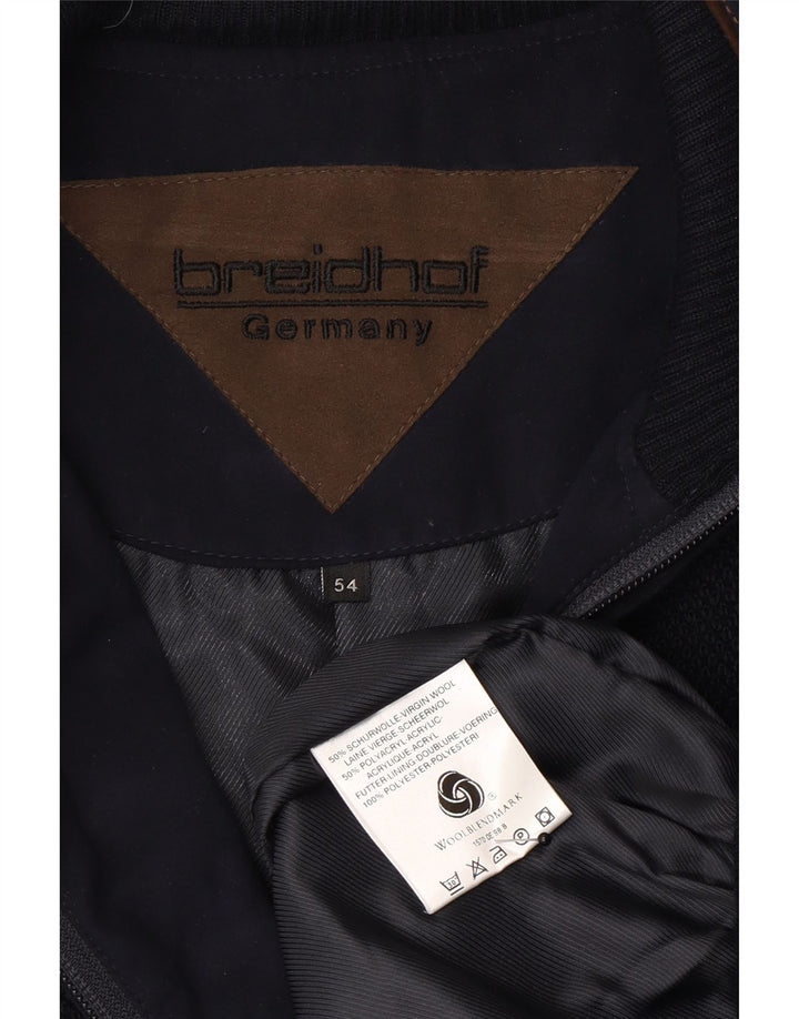 Breidhof Chaqueta bomber de punto para hombre EU 54 2XL Lana azul marino