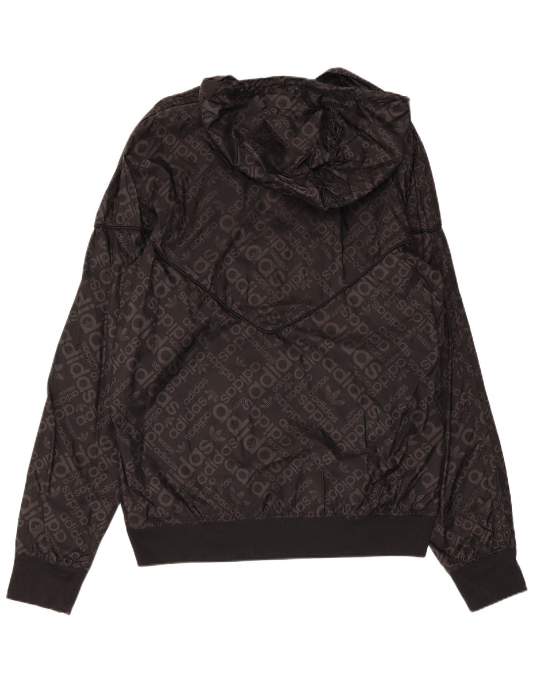 ADIDAS Chaqueta impermeable con capucha gráfica para hombre UK 38 Mediana Poliamida negra