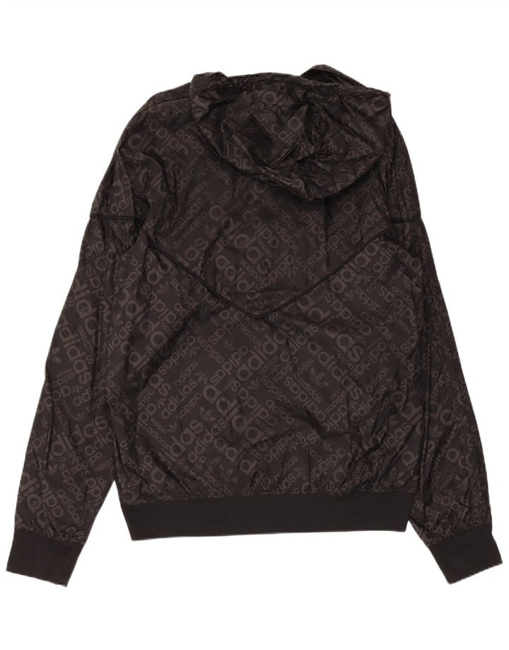 ADIDAS Chaqueta impermeable con capucha gráfica para hombre UK 38 Mediana Poliamida negra