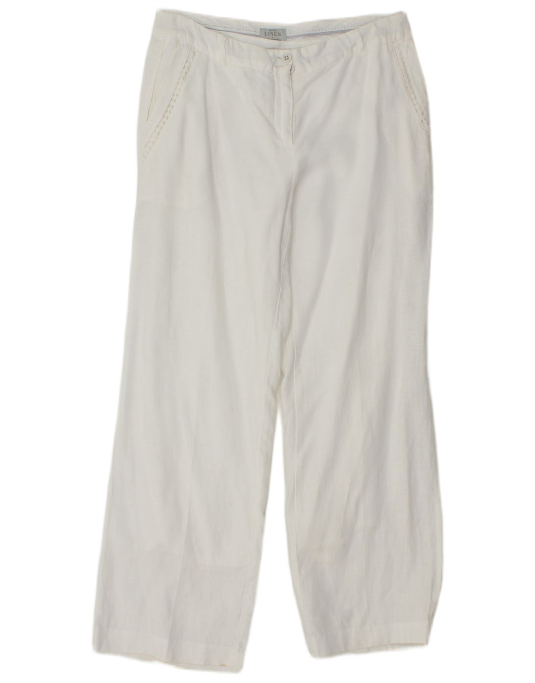 MONSOON Pantalones chinos rectos para mujer UK 10 Small W27 L28 White Linen