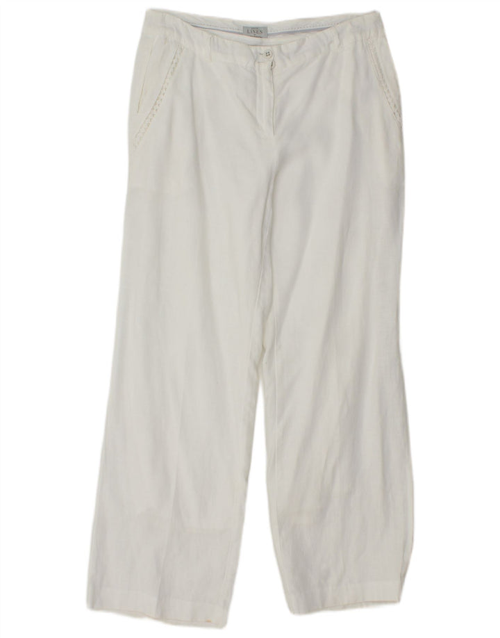 MONSOON Pantalones chinos rectos para mujer UK 10 Small W27 L28 White Linen