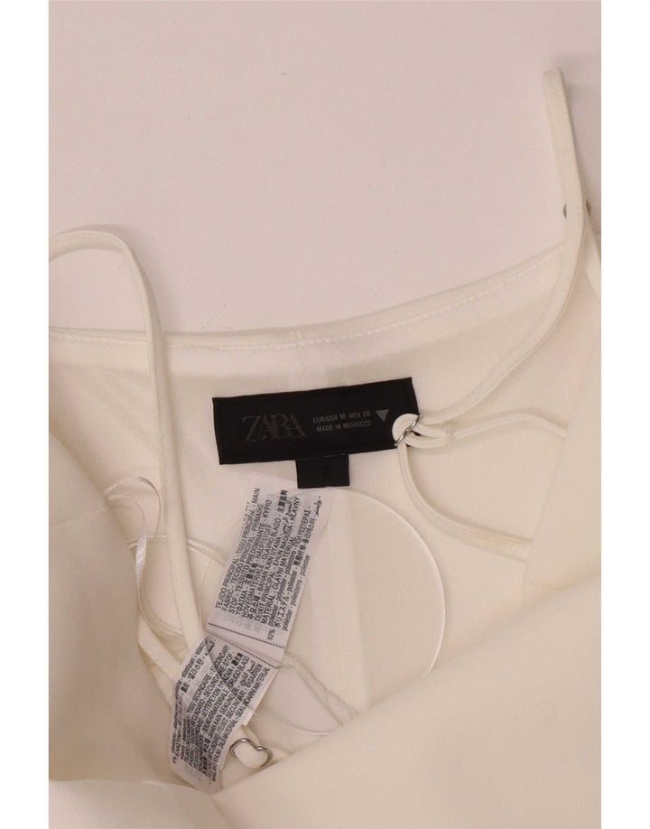 Zara Mujer Cami Top UK 40 Medio Blanco Colorblock Poliéster
