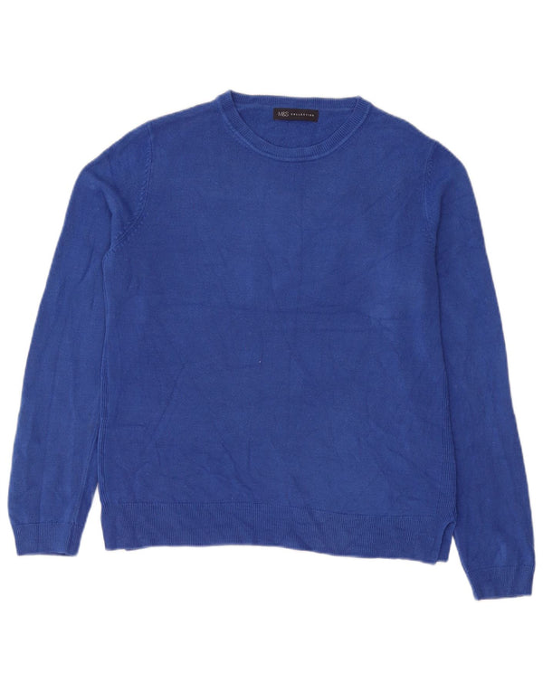 Marks & Spencer Jersey con Cuello Barco para Mujer UK 44 Grande Acrílico Azul