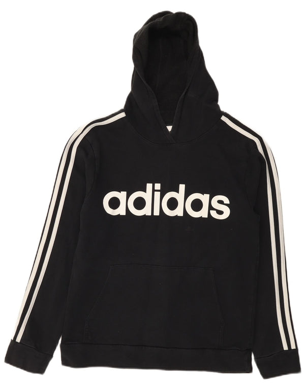 Adidas Sudadera con capucha gráfica para mujer UK 10 Small Black Cotton