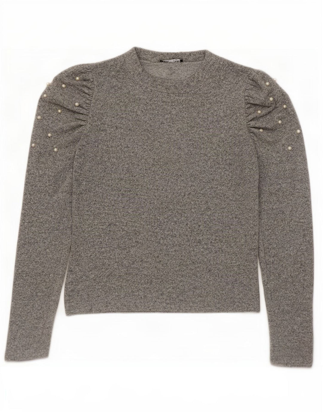 Zara Blusa de manga larga para mujer UK 42 Viscosa moteada gris medio