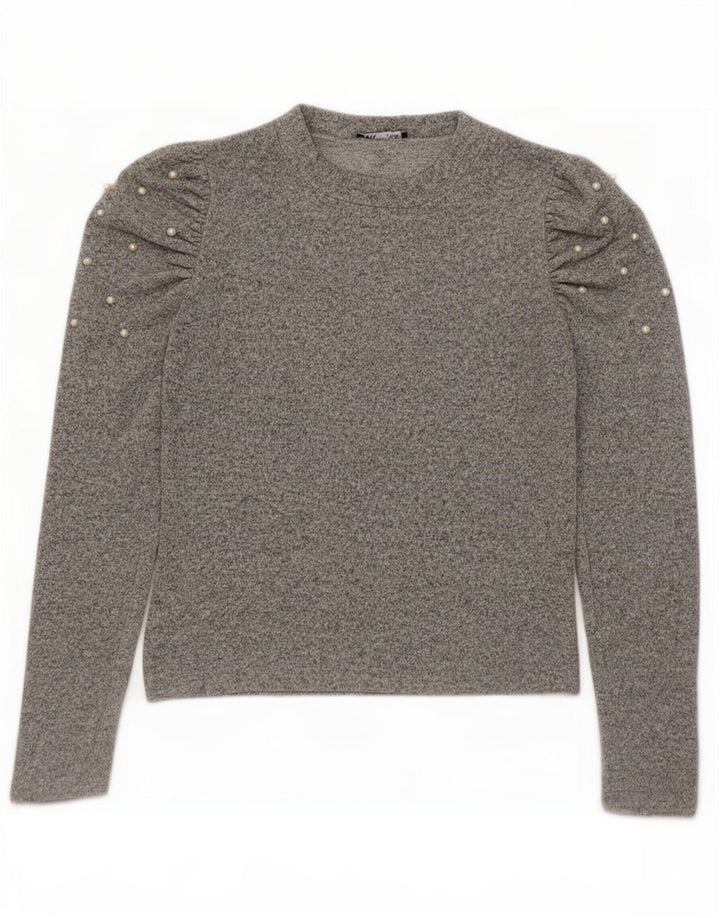 Zara Blusa de manga larga para mujer UK 42 Viscosa moteada gris medio